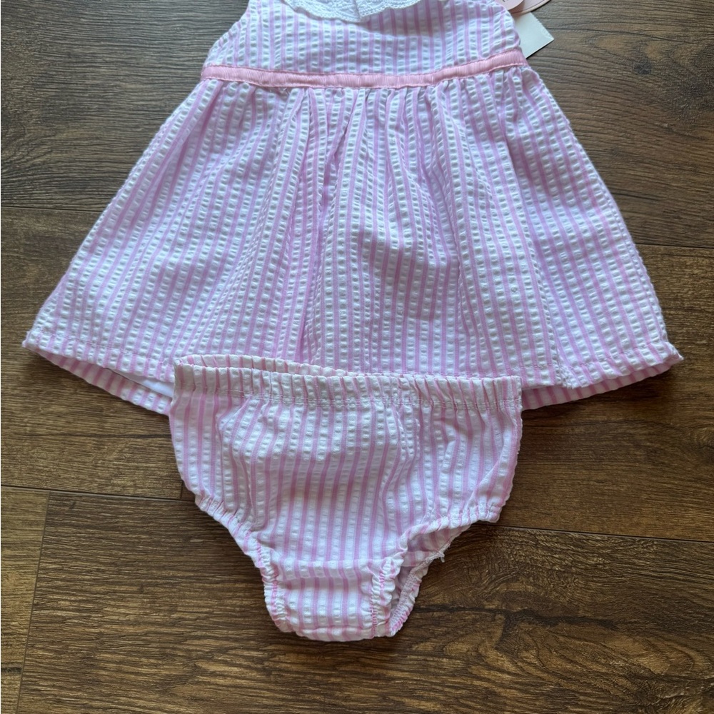 Little Lass Pink and White Seersucker Diaper Cover Set